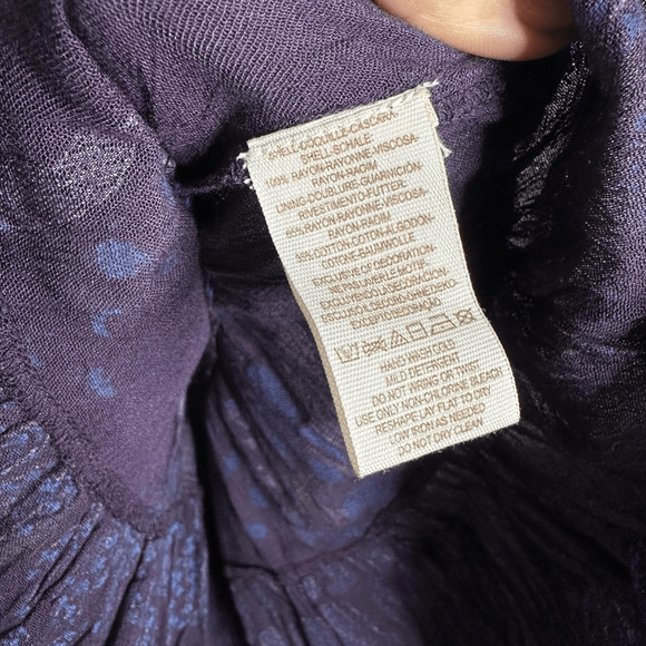 FREE PEOPLE Floral PURPLE pleated tiered boho mini dress womens XS - Picture 8 of 9